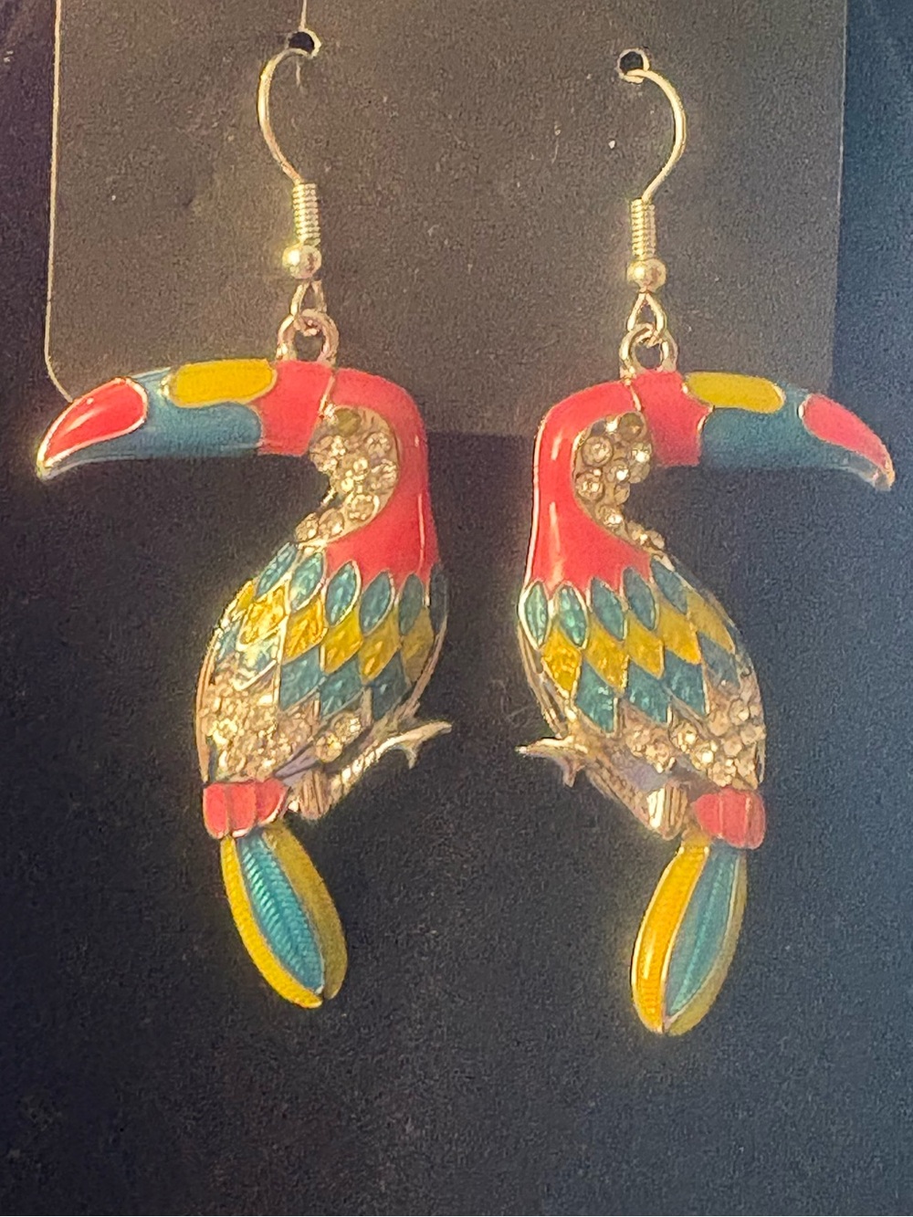 Colorful Toucan Bird Dangle Earrings - Multicolor